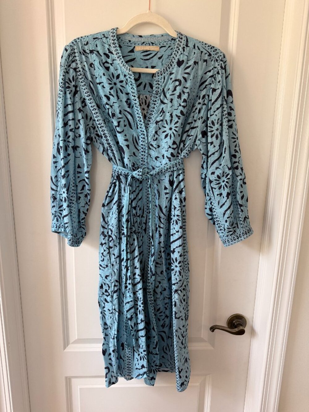 Lola Australia Light Blue Knee Length Dress with Tie Waist